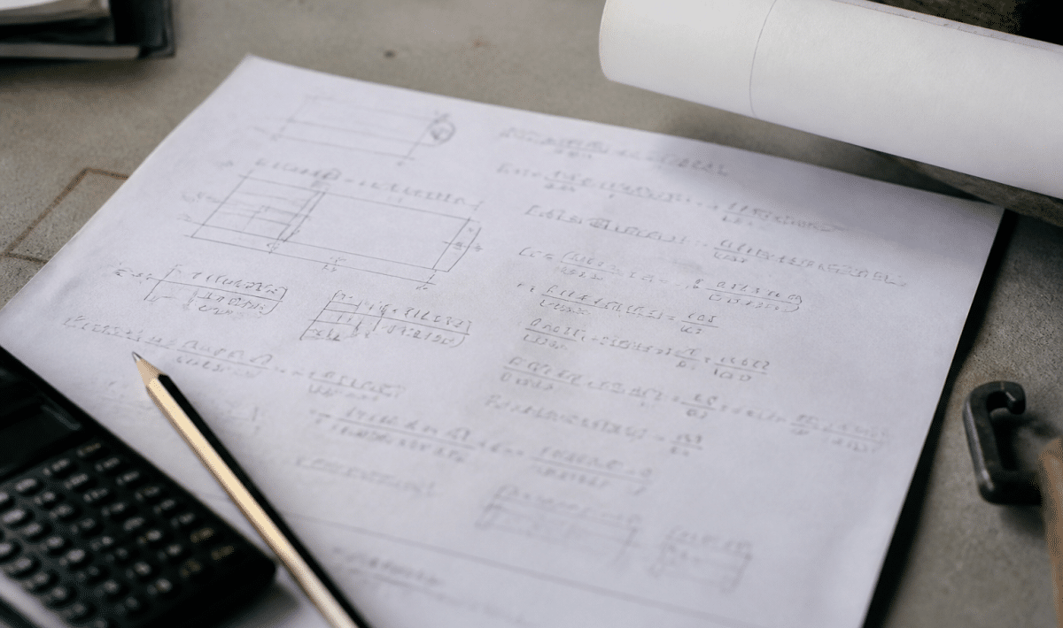 Feuille de calcul affichant equations mathematiques pour beton