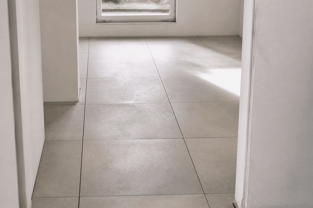 Carrelage frais avec joints non encore appliques attente mortier