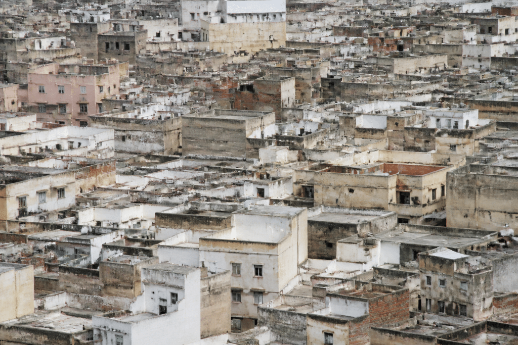 Immeubles densement construits vue aerienne quartier urbain