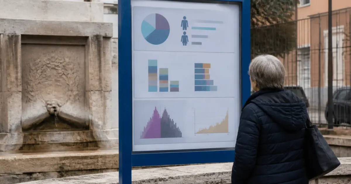 Pancarte indicative affichant statistiques demographiques ville francaise