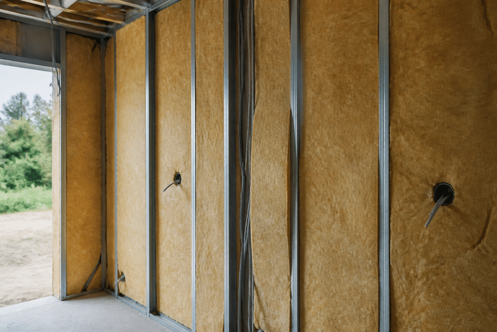 Panneaux laine verre rigide ossature metallique isolation mur
