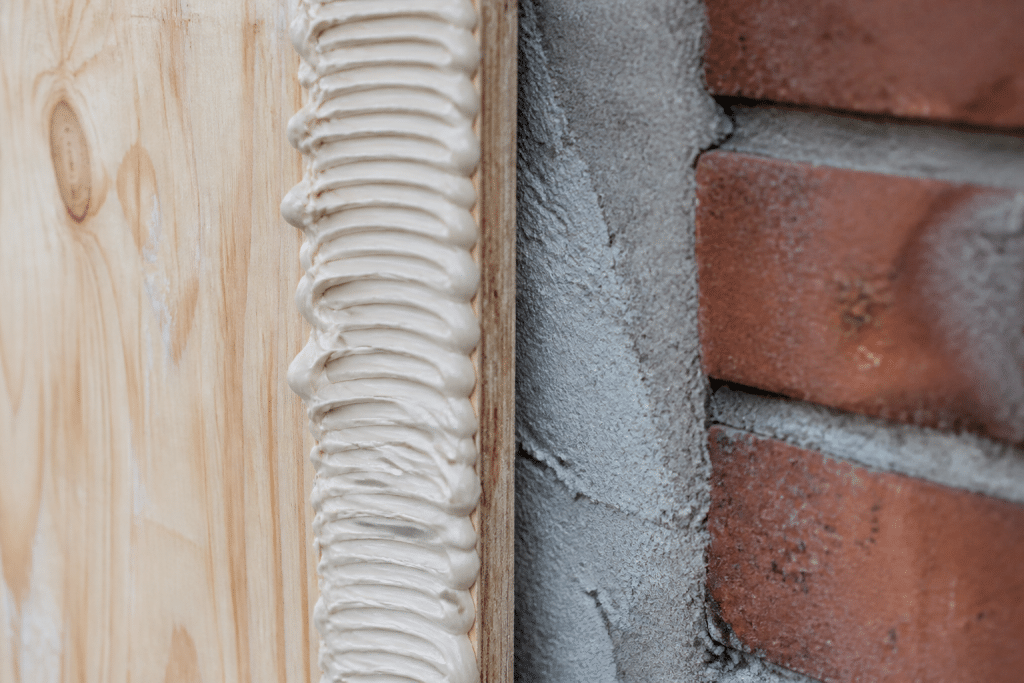 Differentes surfaces de construction avec produits adhesifs appliques