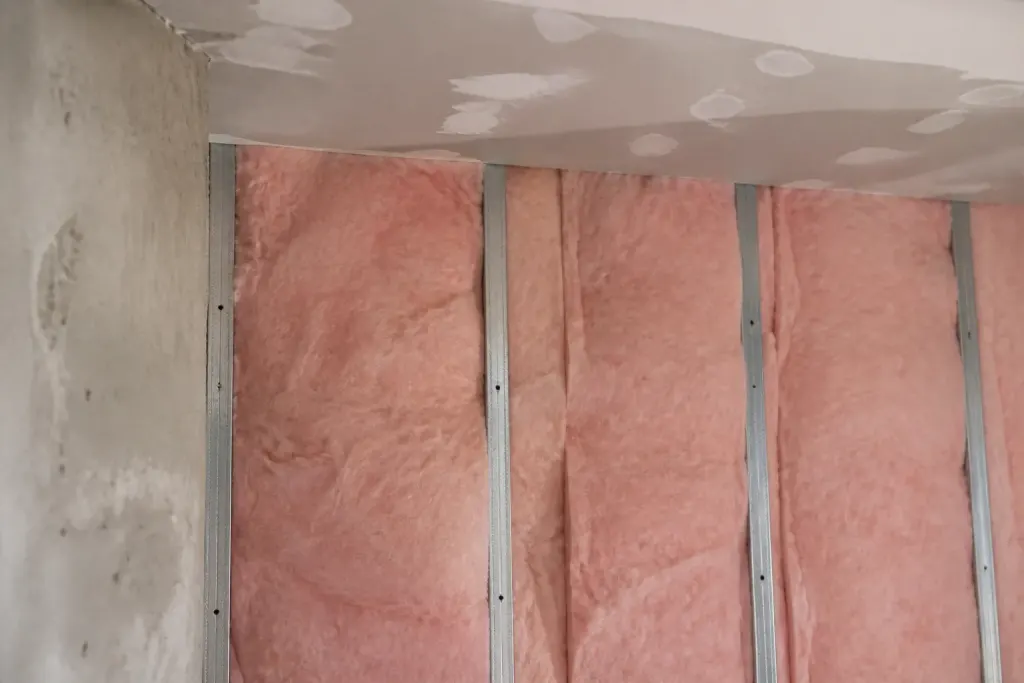 Montants gris rails isolant blanc rose visible