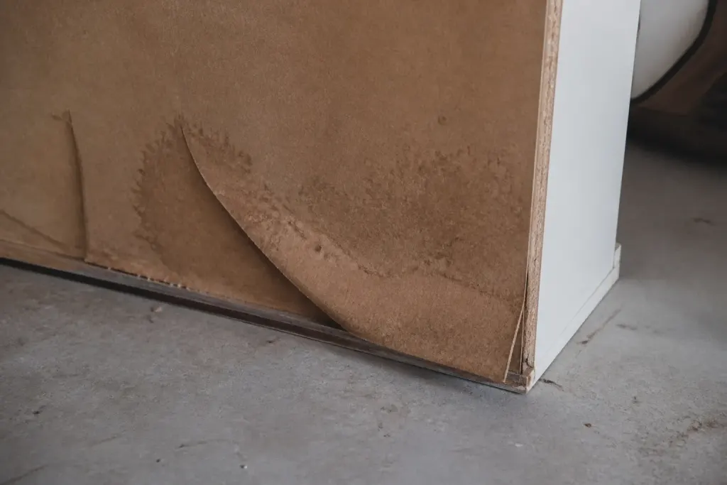 Panneau medium gonfte decolle par humidite