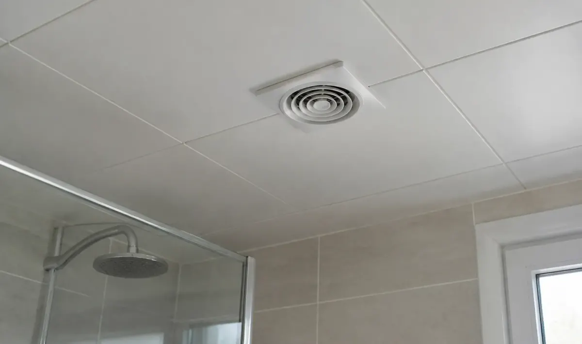 Aerateur blanc fixe encastre plafond carrelage salle bain